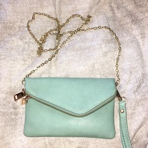 Teal and gold crossbody